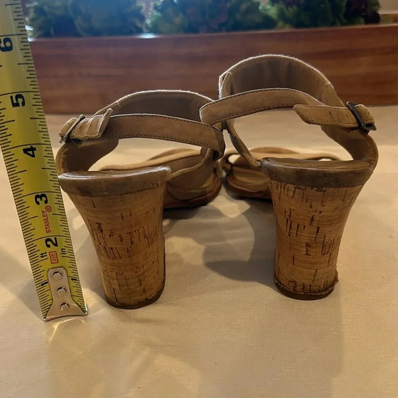 Eileen Fisher Plex Mid Block heel heels Cork Sandal Tan shoes Leather Women's 10 - Picture 6 of 8